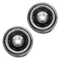 Set 2x Phare à LED 7" compatible avec Harley Davidson avec marque E DRL DE1 noir Craftride