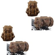 2x Set: Sac à dos moto Canvas RG8 Sacoche moto Vintage 20Ltr Retro marron + Sacoche de selle Moto arrière Vintage 25L Canvas Sac à dos Rouleau