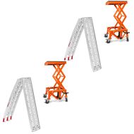 2x Set: Enduro heber Cross-Lift XL passend für Dirt-Bikes orange + Auffahrrampe bis 340 kg Alu-I klappbar