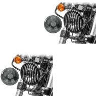 2x LED Scheinwerfer mit Scheinwerfer Grill 5,75 Zoll passend für Harley Davidson Sportster 04-20 Craftride schwarz
