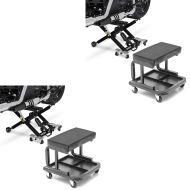2x Set: Moto Pont elevateur ciseaux ConStands Mid-lift XL Cric hydraulique 500kg en noir + Tabouret d'atelier à roulettes ConStands WS3 siège d'atelier noir