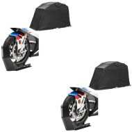 2x Set: Garage pliable pour moto housse tente pliant universel Motoguard XL + Bloque Roue ConStands Easy-Fix Béquille Avant à 21 Pouces noir