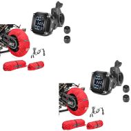 ConStands 2x Set: Motorrad Reifenwärmer Set Snaefell ConStands 30-99°C Digital passend für Vorderrad und Hinterrad rot + Reifendruckkontrollsystem RDKS mit Temperaturmesser Tourtecs Reifendruckprüfer digital