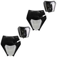 2x Phare LED + plaque Enduro Offroad Feux avant ECE homologué Universel XDure SW2 DRL noir