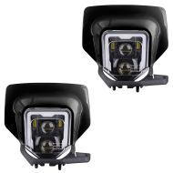 2x Phare LED ECE avec masque compatible avec Husqvarna TE 300 / 250 / 300 Xdure GP1 noir