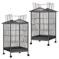 2er-Set Vogelkäfig mit Rollen Divit Voliere mit Schmutzwanne 45x45x97 cm PL9 schwarz NEW