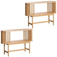 2x Konsolentisch Bambus Divit SR90 Kommode Konsole mit 2 Ablagen