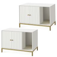 2x Feandrea bac à litière compatible avec chat armoire Divit BK2718 toilette compatible avec chat, avec tapis griffoir 80 x 50 x 55 cm