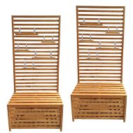 2x coffre de jardin avec étagères Divit GR1 étagère à plantes compatible avec banc de jardin