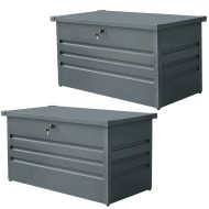 2x coffre de rangement extérieur en métal AB5 coffre de jardin verrouillable 350 litres