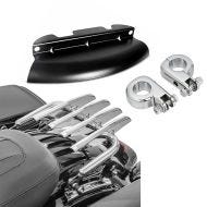 Gepäckträger passend für Harley Davidson Touring 14-23 + Fussrasten-Halter chrom + Windabweiser