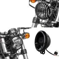 LED Scheinwerfer 5,75 Zoll + LED Scheinwerfer-Gehäuse Kit + Grill passend für Harley Davidson Sportster 04-20