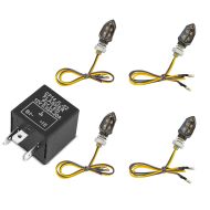 2x 2 Stück LED Blinker KP8 mit E-Prüfzeichen vorne-hinten getönt + 12V Blinker Relais