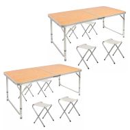 2 x Table de Camping + 4 tabourets aluminium pliable M51 Vanit ensemble de mobilier table pliante réglable en hauteur Extérieur NEW