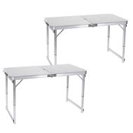 2 x Table de camping pliable aluminium Vanit table pliante portable réglable en hauteur ME57 argent NEW
