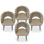 2x Esszimmerstühle 2 Stück Divit SR74 Armlehnstühle Sessel Samt Holzbeine beige
