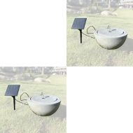 2x Solarbrunnen Garten Kunstharz Steinschale Ø 26 cm Divit RI58 grau