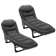 2x Klappbarer Liegestuhl Divit GI20 Gartenliege Sonnenliege gepolstert 200 x 64 x 30 cm schwarz