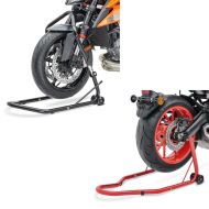 Set: Lenkkopfständer Vario 5 PIN Lenkkopf Montageständer + Hinterrad Montageständer Classic Universal rot