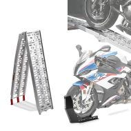 Set: Auffahrrampe bis 340 kg Alu-I klappbar + Motorradwippe Easy-Plus Motorradständer bis 21 Zoll schwarz-matt
