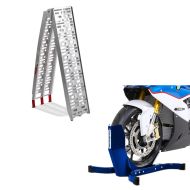 Set: Auffahrrampe bis 340 kg Alu-I klappbar + Motorradwippe Easy-Plus Motorradständer bis 21 Zoll blau