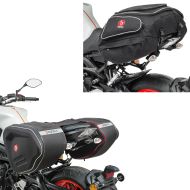Set: Sacoches laterales moto RF1 40-60 Litres Volume cavalières + Moto Sacoche de selle X50 Porte-bagages arrière 50Ltr en noir