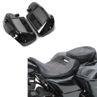 Set: Selle compatible avec Harley Davidson Touring 09-24 Siège Craftride RH3 noir-orange + Carénage des jambes compatible avec Harley Davidson Touring Modeelle 2014-23-24 Craftride avec prise d'air noir