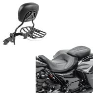 Set: Selle compatible avec Harley Davidson Touring 09-24 Siège Craftride CV noir + Sissy Bar avec porte bagages compatible avec Harley Davidson Modèles 2009-23-24 noir Craftride