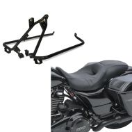 Set: Selle compatible avec Harley Davidson Touring 08-23 Biplace Siège Pilot Passager XG4 Craftride + Kit de support de sacoche compatible avec Harley Davidson Touring 09-13 noir Craftride