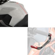 Set: Protège réservoir lateral moto Grip L Protection transparent + Protections de levier frein et embrayage Aluminium X6 rouge