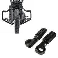Set: Pare cylindre Mustache compatible avec Harley Davidson Softail 18-24 Pare Moteur 32mm noir Craftride + Moto Respose-Pied pour pare cylindre Craftride CF15 pour 32mm en noir