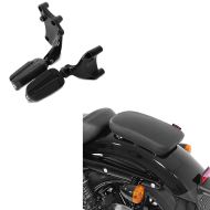 Set: Respose pieds passager compatible avec Harley Davidson Sportster 2014-2019 Craftride avec support en noir + Selle Pouf passager à Ventouses pour Motos Custom Craftride Glider X noir