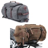 Set: Sacoche de selle moto arrière VG5 sac rouleau vintage 30Ltr en gris + Sacoche de selle Moto arrière Vintage 25L Canvas Sac à dos Rouleau 