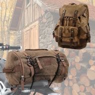 Set: Rucksack Canvas RG8 Vintage tasche 20Ltr Retro braun + Hecktasche Vintage 35L Canvas Rucksack Gepäckrolle braun_1