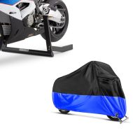 Set: Zentralheber Center Pro Motorradständer in schwarz matt + Abdeckplane XL Faltgarage schwarz-blau