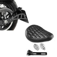 Set: Bobber Schwingsattel Diamond Contoured mit Federn für Custombikes in + Seitlicher Kennzeichenhalter passend für Yamaha XVS 650-1100 Drag Star 96-07