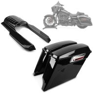 Set Paire Valises latérales étendues 35 litres + Extension de garde-boue arrière compatible avec Harley Davidson Touring 96-08 Craftride noir