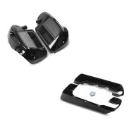 Set: Carénage des jambes compatible avec Harley Davidson Touring Modeelle 2014-23-24 Craftride avec prise d'air noir + Extensions du Sacoches Rigides compatible avec Harley Davidson Touring 14-24 Craftride noir