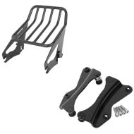 Set: Gepäckträger W1 Abnehmbar passend für Harley Davidson Touring Modelle 09-24 schwarz Craftride + Motorrad 4-Punkt Montagekit passend für Harley Davidson Touring 14-24 Anbausatz Craftride in schwarz