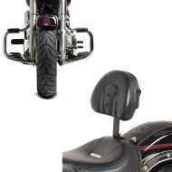 Set: Fahrer Rückenlehne Tech passend für Harley Davidson Softail Modelle 07-17 Craftride + Sturzbügel passend für Harley Davidson Softail 2000-2017 Craftride Mustache chrom