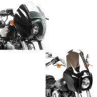 Set: Frontverkleidung passend für Harley Davidson Dyna Low Rider / Street Bob Craftride MG5 mit Scheibe schwarz-rauchgrau + Lampenmaske passend für Harley Davidson Dyna / Sportster Lichtmaske Craftride Q1 klar