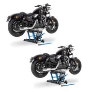 2x Moto Pont elevateur ciseaux ConStands Mid-lift L compatible avec moto custom et Chopper 680kg en bleu Discount Set CB1135