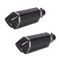 2x Motorrad Auspuff Schalldämpfer Force Edelstahl schwarz Spar-Set_1