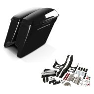 Set: Seitenkoffer Stretched passend für Harley Davidson Touring Modelle 14-24 Craftride unlackiert, ohne Verschluss + Scharnier-Set passend für Harley Davidson Touring Seitenkoffer 14-24 Harte Satteltaschen Craftride