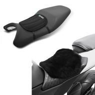 Set: Moto Gel Coussin de selle Tourtecs Néoprène S en noir + Moto Coussin de selle peau d'agneau Tourtecs, 22 x 29 cm