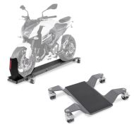 Rangierschiene mit Wippe Smart Mover bis 450 kg in grau + Rangierhilfe für Hauptständer Easy Mover II bis 320kg in grau