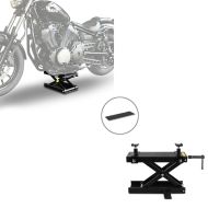Set: Pont elevateur ciseaux M noir compatible avec moto custom et motos custom + Pont elevateur ciseaux Mini-Lift Cric incl. Coussinet en caoutchouc CB38877