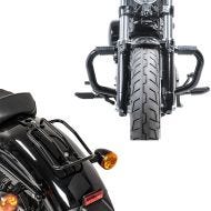 Set: Pare cylindre Mustache II compatible avec Harley Davidson Sportster 1200 Iron 18-20 pare carter noir Craftride + Porte-bagages compatible avec Harley Davidson Sportster 04-20 Craftride noir