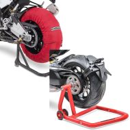 Set: Reifenwärmer Set passend für Ducati Panigale V4 / Speciale / S / R 60-80°C rot + Einarmständer Ducati Panigale V4 / R / S 18-21 Montageständer Single
