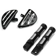 Set: Marchepieds Chauffeur-Passager compatible avec Harley Davidson Craftride Stripe Mini noir + repose pieds Chauffeur-Passager compatible avec Harley Davidson Craftride FP5 noir